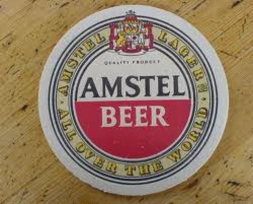Breweriana; Coaster Amstel Beer Lager Mat 1 pc Vintage 80s
