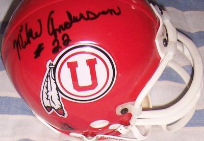 Mike Anderson autographed Utah Utes mini helmet