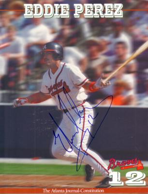 Eddie Perez autographed Atlanta Braves 8x11 photo card