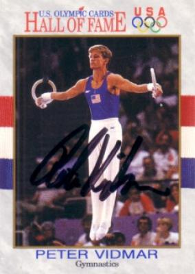 Peter Vidmar (gymnastics) autographed U.S. Olympic Hall of Fame card