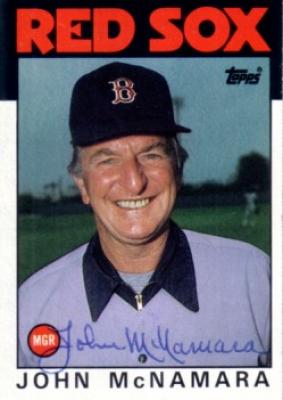 John McNamara autographed Boston Red Sox 1986 Topps card