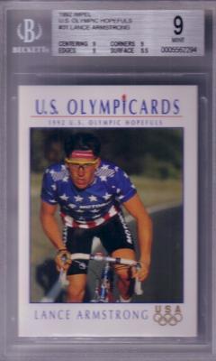 Lance Armstrong 1992 Impel U.S. Olympic Hopefuls Rookie Card graded BGS 9 MINT