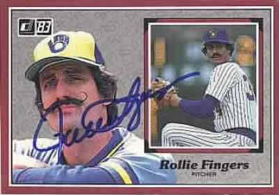 Rollie Fingers autographed Milwaukee Brewers 1983 Donruss jumbo card