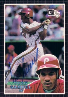 Juan Samuel autographed Philadelphia Phillies 1985 Donruss Action All-Stars card