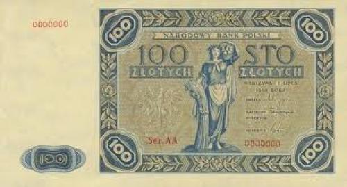 Banknotes; Poland paper money 100 Zlotych, 1947 issue