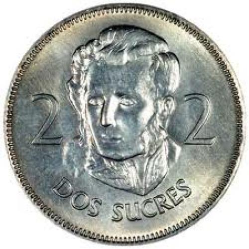 Coins; Obverse of 1968 Ecuadorian 2 Sucres; coins
