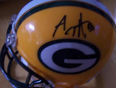A.J. Hawk autographed Green Bay Packers mini helmet