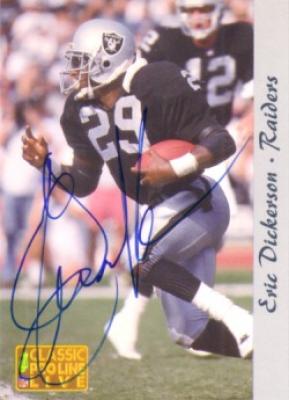 Eric Dickerson certified autograph Raiders 1993 Pro Line card