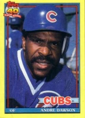 Andre Dawson Chicago Cubs 1991 Topps box bottom card