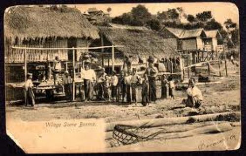 Postcard; Burma Village Scene Early 1900's