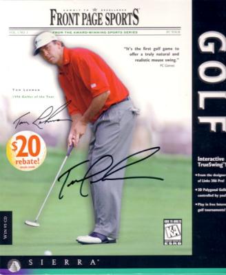 Tom Lehman autographed Front Page Sports Golf software box