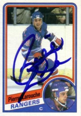 Pierre Larouche autographed New York Rangers 1984-85 Topps card
