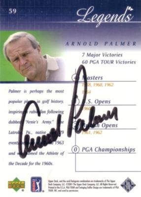 Arnold Palmer autographed 2001 Upper Deck golf card