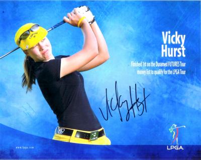 Vicky Hurst autographed 8x10 LPGA wallpaper photo