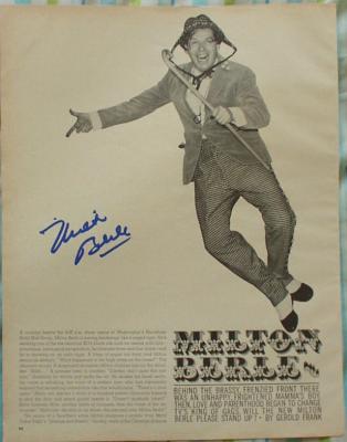 Milton Berle autographed 11x14 full page vintage magazine photo
