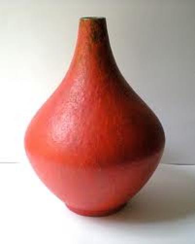 Antiques; Vintage West German Ruscha Art Pottery Vase, Red,