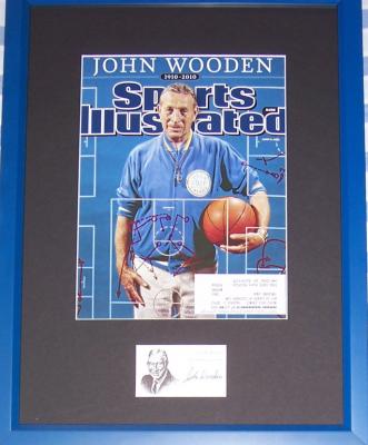 John Wooden autograph framed with UCLA 2010 Sports Illustrated tribute cover