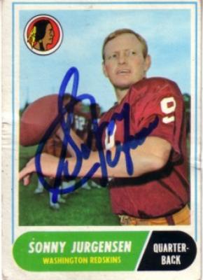 Sonny Jurgensen autographed Washington Redskins 1968 Topps card