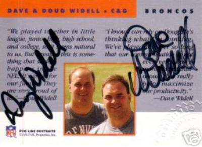 Dave & Doug Widell certified autograph Denver Broncos Pro Line card