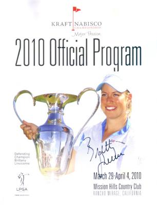 Brittany Lincicome autographed 2010 LPGA Kraft Nabisco Championship program