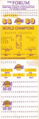 1989 Los Angeles Lakers vs. Boston Celtics full unused ticket