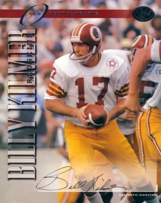 Billy Kilmer certified autograph Washington Redskins 1997 Leaf 8x10 photo card