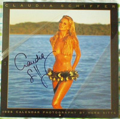 Claudia Schiffer autographed 1996 swimsuit calendar