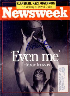 Magic Johnson autographed 1991 Newsweek magazine