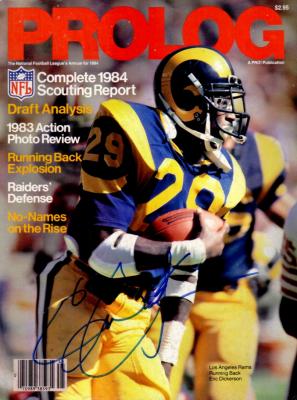 Eric Dickerson autographed Los Angeles Rams 1984 NFL Prolog magazine
