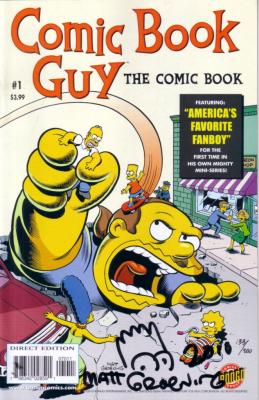 Matt Groening autographed & doodled Simpsons Comic Book Guy comic book
