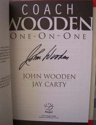 John Wooden autographed One-On-One hardcover book