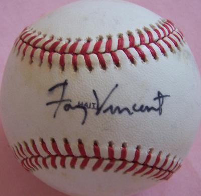 Fay Vincent autographed 1989 World Series baseball