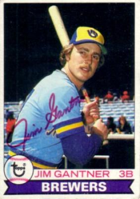 Jim Gantner autographed Milwaukee Brewers 1979 Topps card