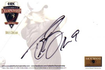 Drew Brees autographed Celebrity Championship 4x6 signature card