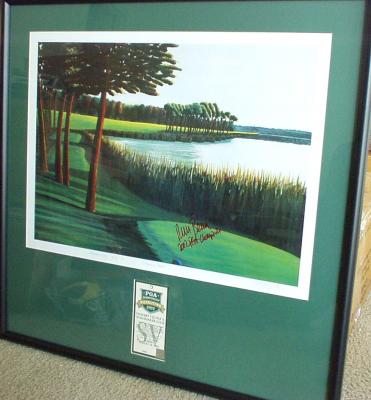 Rich Beem autographed Hazeltine lithograph inscribed 2002 PGA Champion framed with ticket