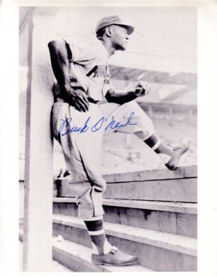 Buck O'Neil autographed Kansas City Monarchs vintage photo