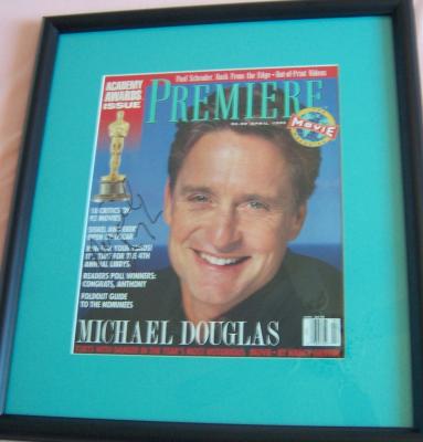 Michael Douglas autographed Premiere magazine cover matted & framed