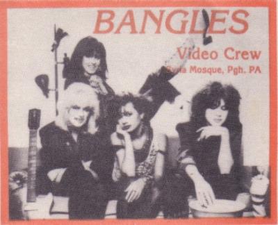 The Bangles 1986 Pittsburgh Syria Mosque Video Crew backstage pass