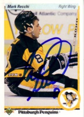Mark Recchi autographed Pittsburgh Penguins 1990-91 Upper Deck Rookie Card