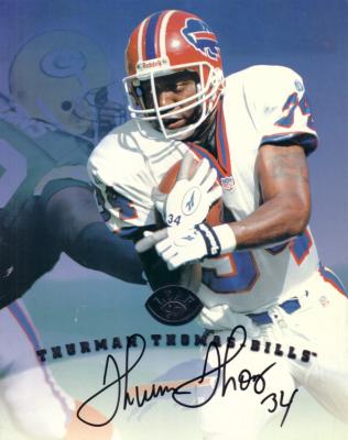 Thurman Thomas autographed Buffalo Bills 1997 Leaf 8x10 photo card