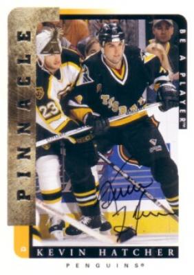 Kevin Hatcher certified autograph Pittsburgh Penguins 1997 Be A Player card