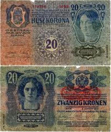 Banknotes; 20 Austrian Krona 1913 banknote