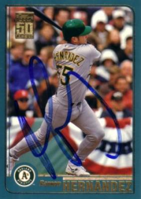 Ramon Hernandez autographed Oakland A's 2001 Topps card