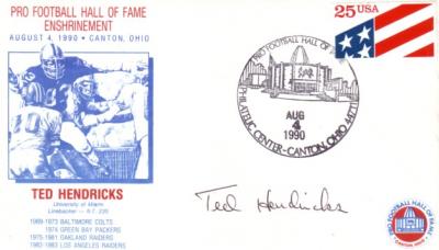 Ted Hendricks autographed 1990 Pro Football Hall of Fame Induction cachet