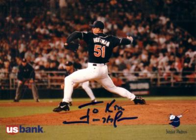 Trevor Hoffman autographed San Diego Padres 1996 jumbo card (To Ken or Kim)
