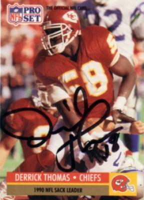 Derrick Thomas autographed Kansas City Chiefs 1991 Pro Set card