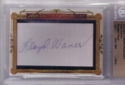 Lloyd Waner certified autograph 2011 Leaf Executive Masterpiece Cut Signature card #1/1