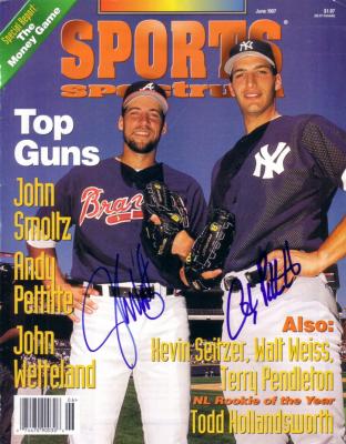 Andy Pettitte & John Smoltz autographed 1997 Sports Spectrum magazine cover