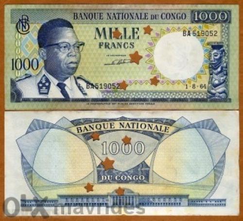 Congo - Zaire banknotes 1,000 francs in 1964