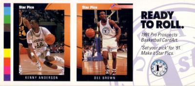 Kenny Anderson & Dee Brown 1991 Star Pics promo card panel